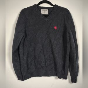 Express Men's 100% Wool V-Neck Sweater in Charcoal Size XL